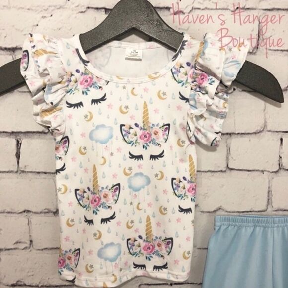 Baby Girl 2pc. 🦄 Unicorn 🦄 Shorts Set - Picture 7 of 8